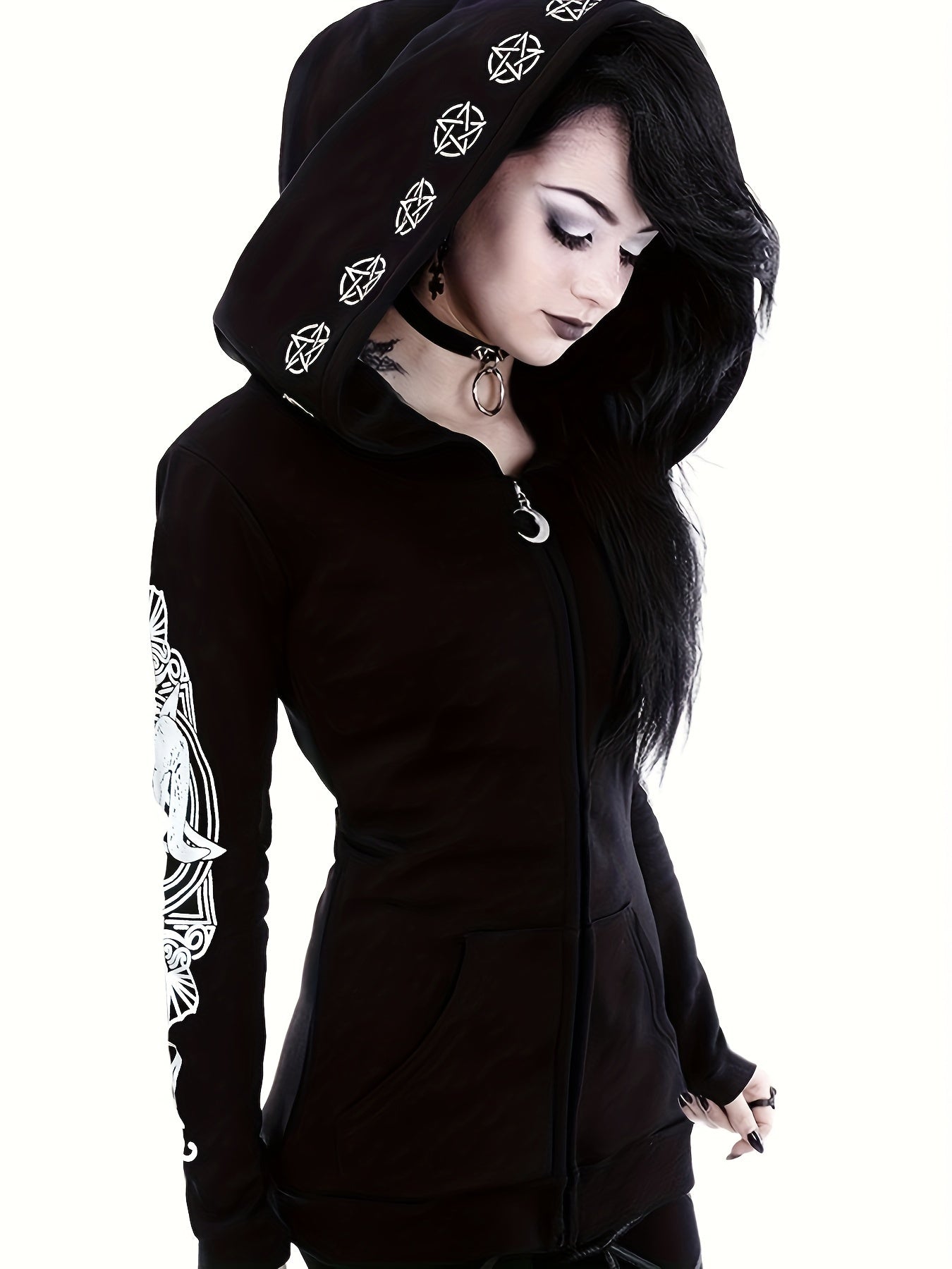 Sweat Zippé À Capuche Pour Femme Motif Géométrique Style Casual Confortable Léger Et Extensible by LSDLBoutique