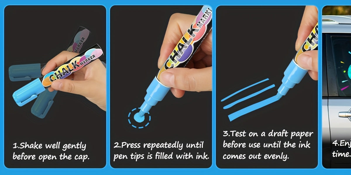 36 Marqueurs Craie Effaçables à l’Eau – Pointes Réversibles Biseautée/Ronde – Pour Tableau, Vitre, Miroir – Encre Lavable by LSDLBoutique.ch
