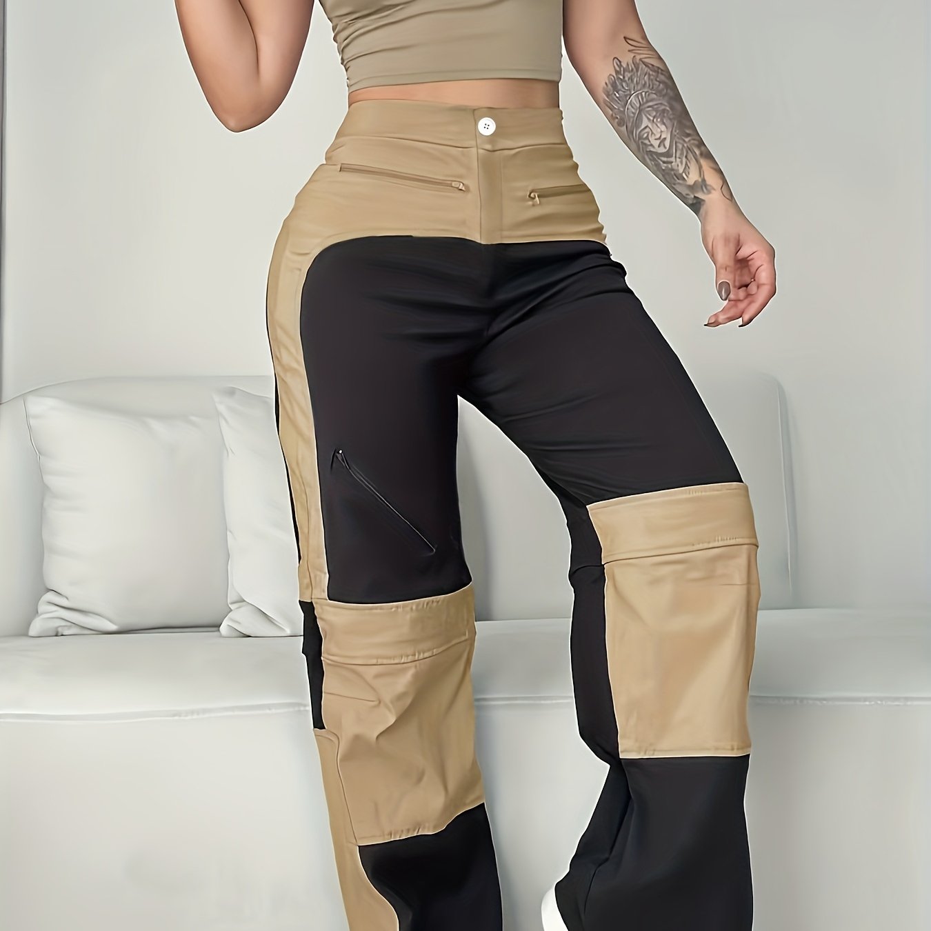 UrbanEase – Pantalon Cargo Femme Vintage à Blocs de Couleur by LSDLBoutique.ch