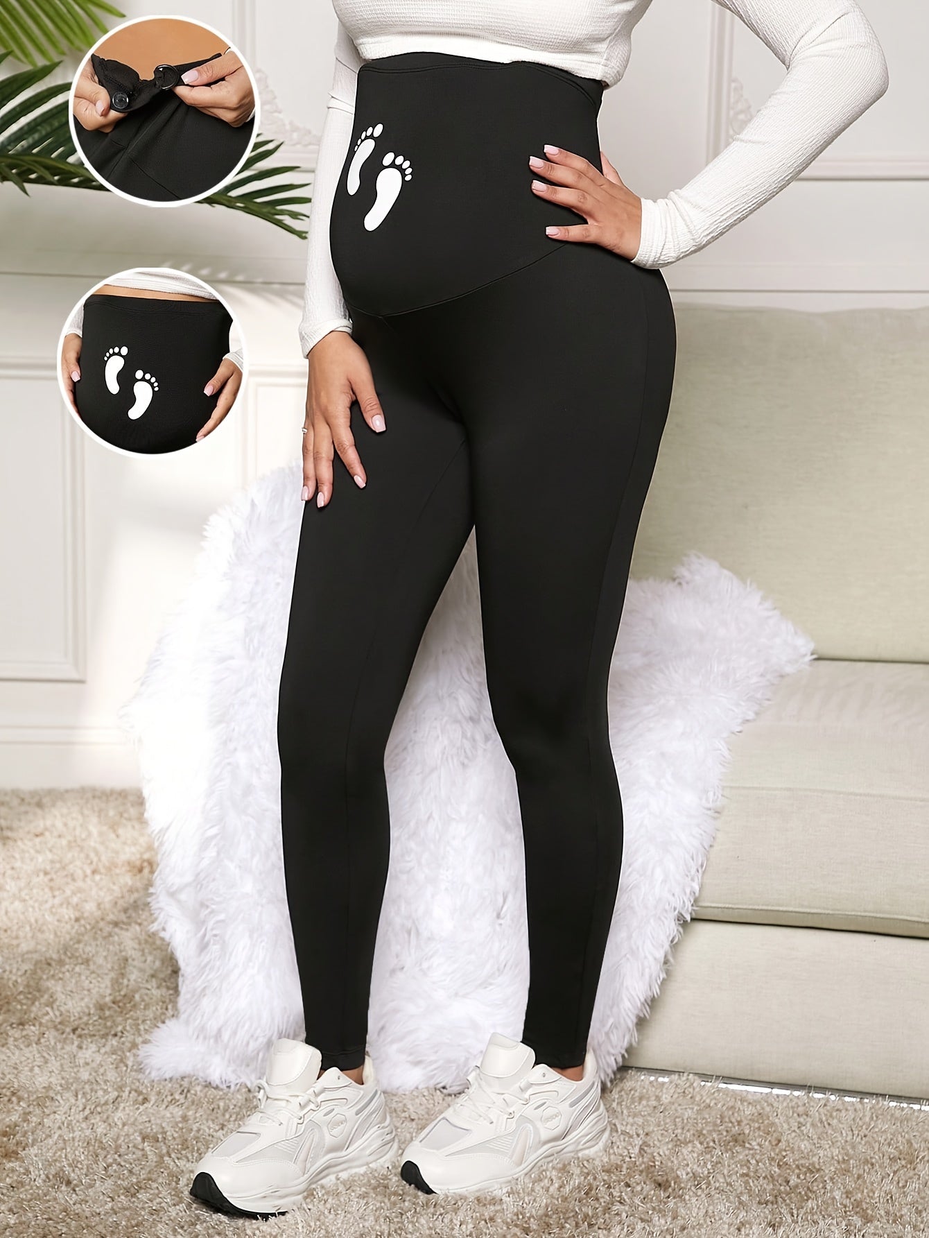 Legging Grossesse Taille Haute Ajustable Longue Coupe Slim Confortable Pour Maman Moderne by LSDLBoutique.ch