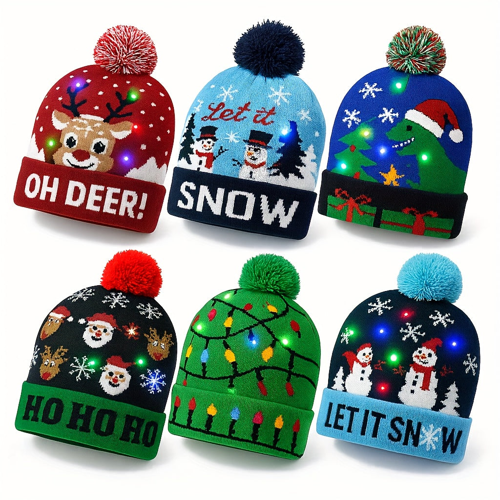 Bonnet De Noël À LED Multicolores Avec Pompon Taille Unique Résistant À L Humidité by LSDLBoutique.ch
