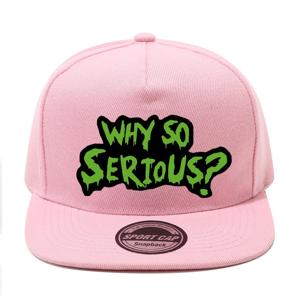 Casquette Streetwear Why So Serious Noire et Verte Snapback Unisexe Polyester Léger Dos en Maille Respirante by LSDLBoutique.ch