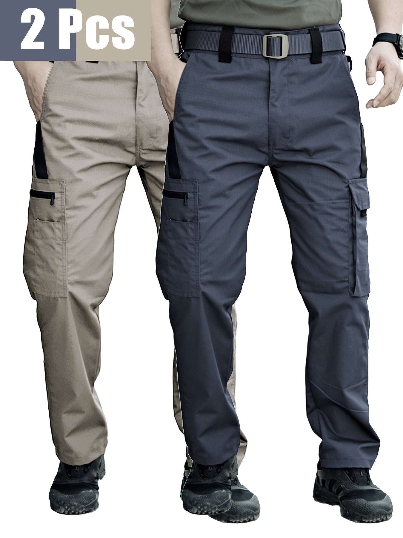 TactiPro – Lot de 2 Pantalons Cargo Tactiques Homme, Multi-Poches Résistants by LSDLBoutique.ch