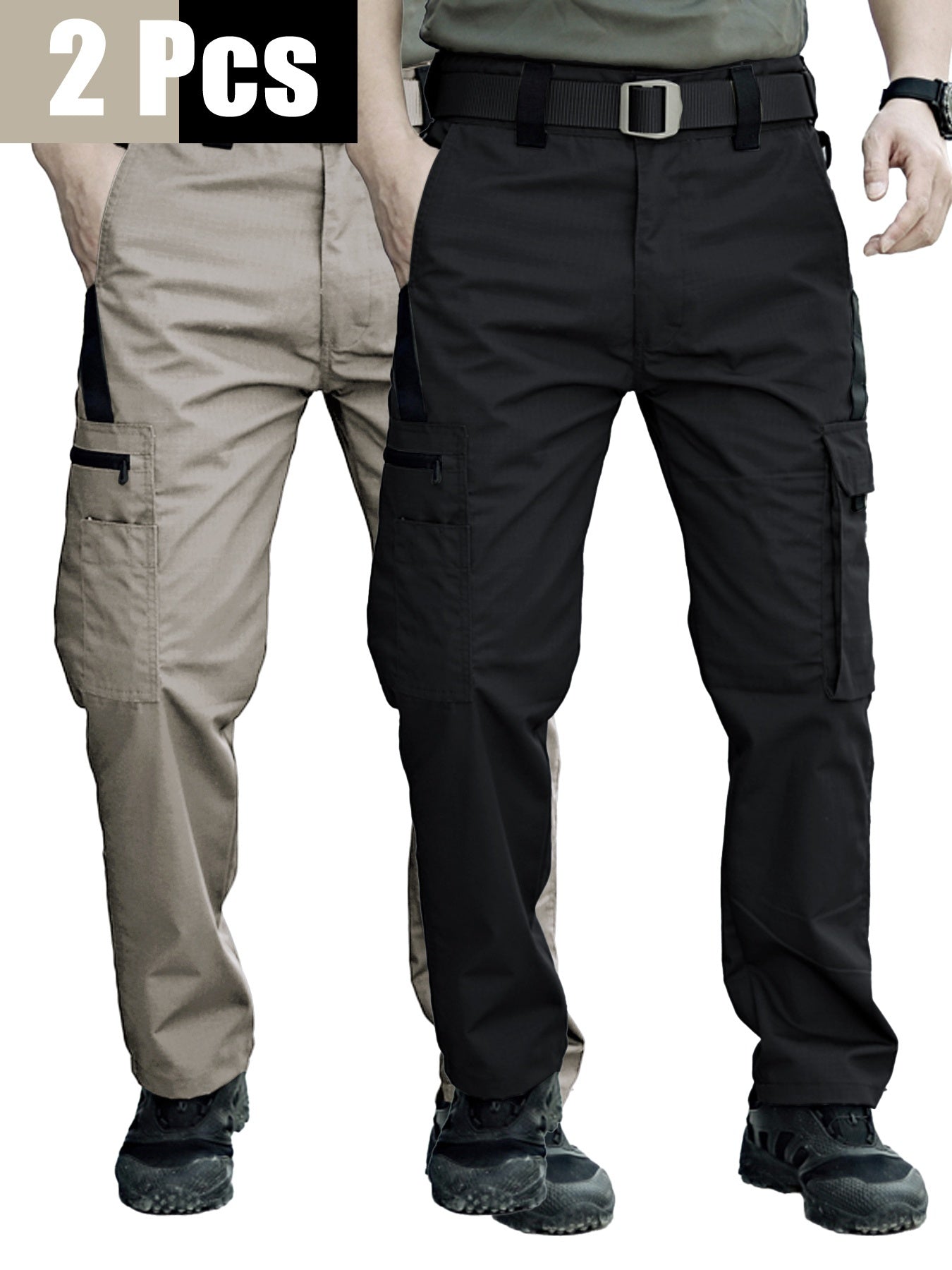 TactiPro – Lot de 2 Pantalons Cargo Tactiques Homme, Multi-Poches Résistants by LSDLBoutique.ch