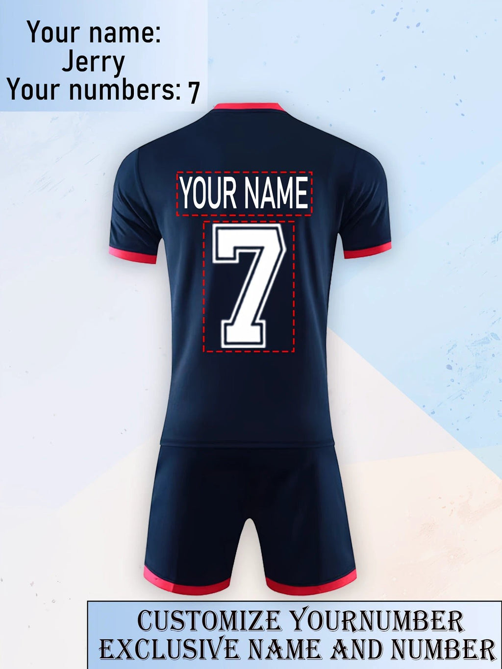 Schnelltrocknendes Fußballtrikot mit Nummern und Namen