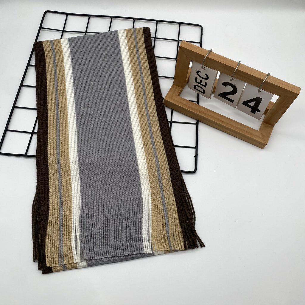 Écharpe Homme À Rayures Tricot Chaud Avec Franges En Acrylique Doux Pour Hiver Confortable Et Légère by LSDLBoutique.ch
