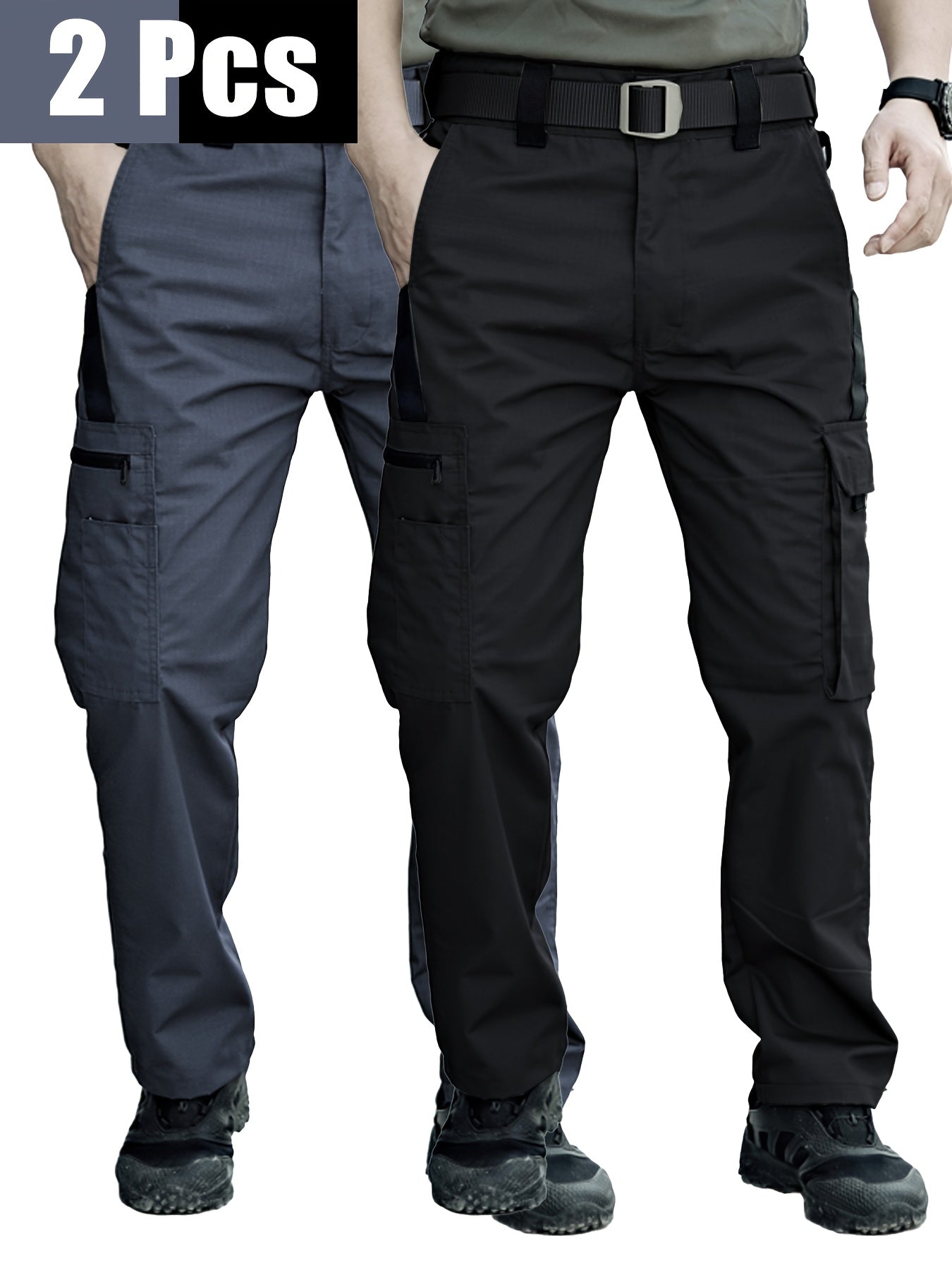 TactiPro – Lot de 2 Pantalons Cargo Tactiques Homme, Multi-Poches Résistants by LSDLBoutique.ch