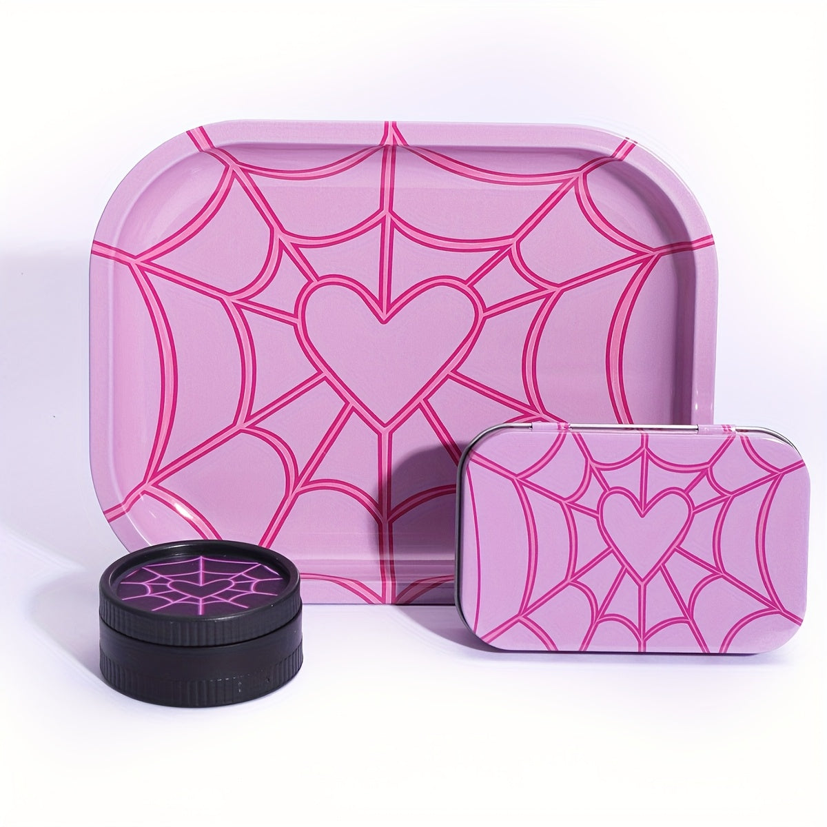 Kit Fumeur 3pcs : Étui Cigarettes, Double Grinder, Plateau Alu by LSDLBoutique.ch