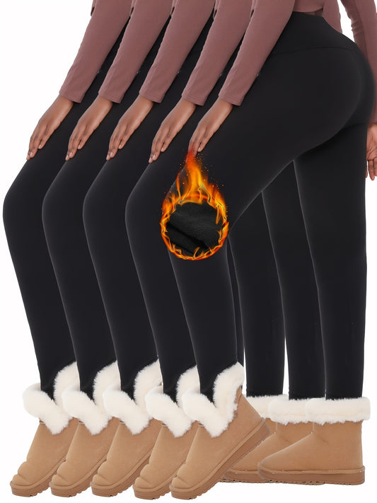 Lot De 5 Leggings Thermiques Femme Taille Haute Doux Et Chauds Pour Hiver Avec Doublure Polaire Pour Yoga Sport Quotidien by LSDLBoutique.ch