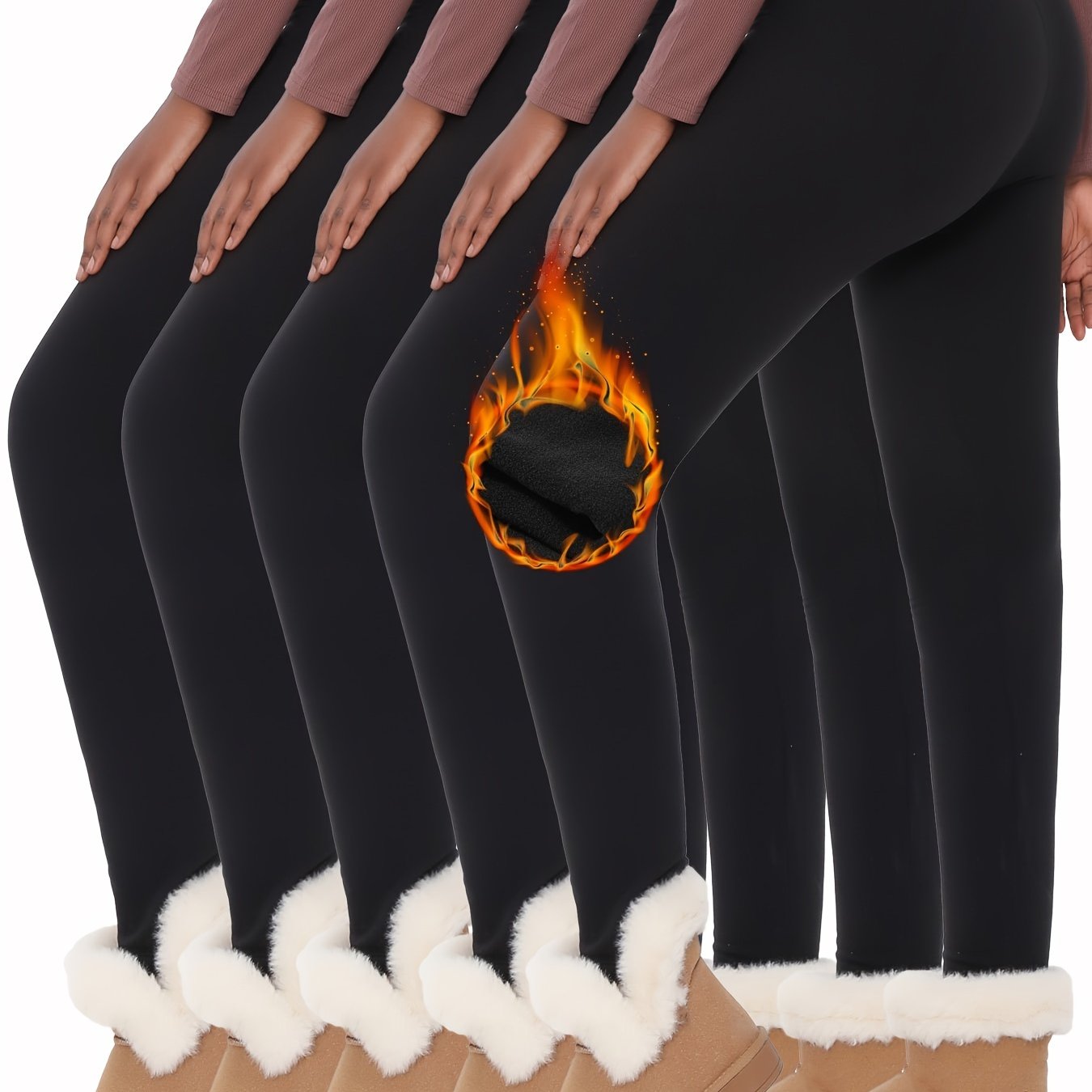 Lot De 5 Leggings Thermiques Femme Taille Haute Doux Et Chauds Pour Hiver Avec Doublure Polaire Pour Yoga Sport Quotidien by LSDLBoutique.ch