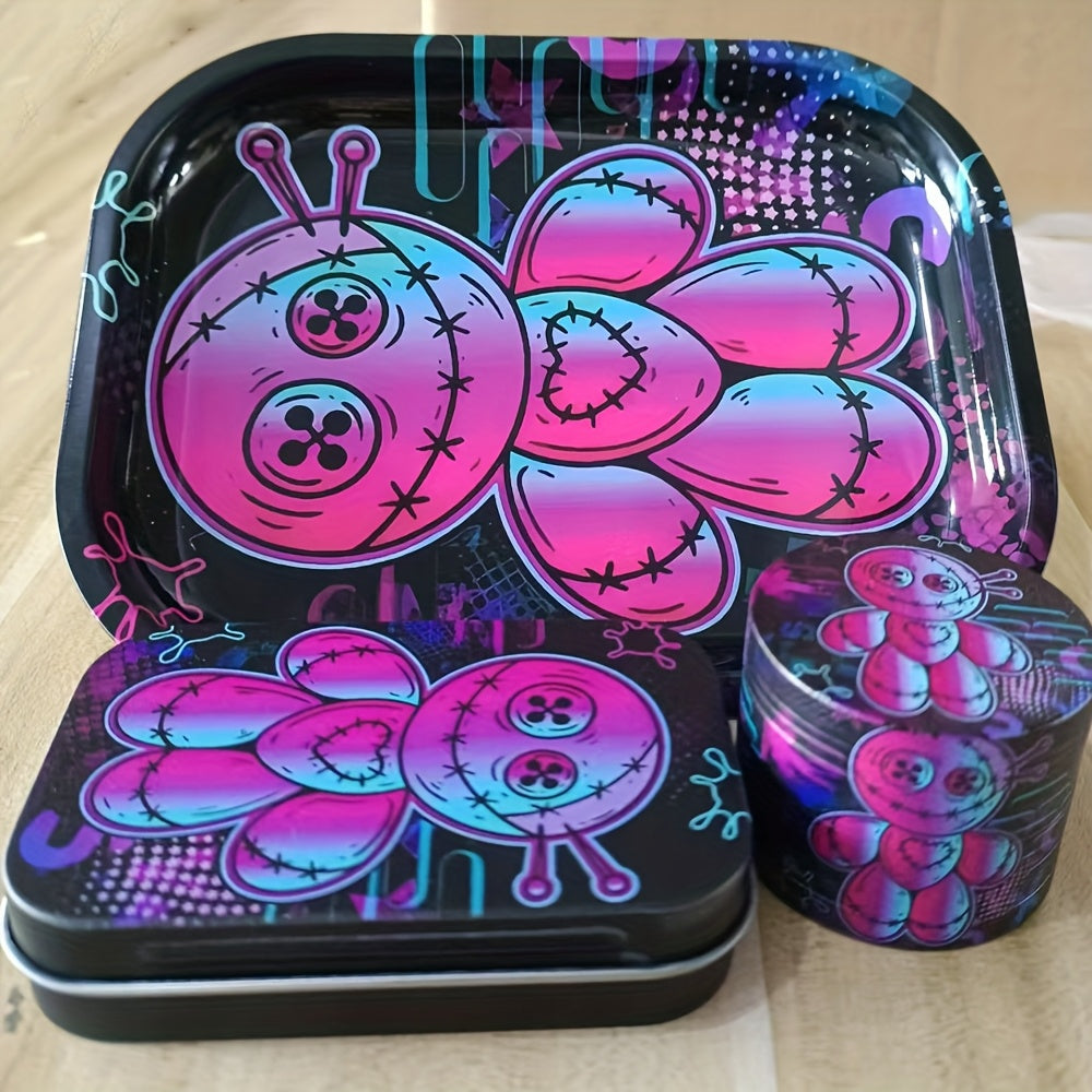 Set 3pcs Violet Poupée : Grinder, Plateau, Boîte Rangement by LSDLBoutique.ch