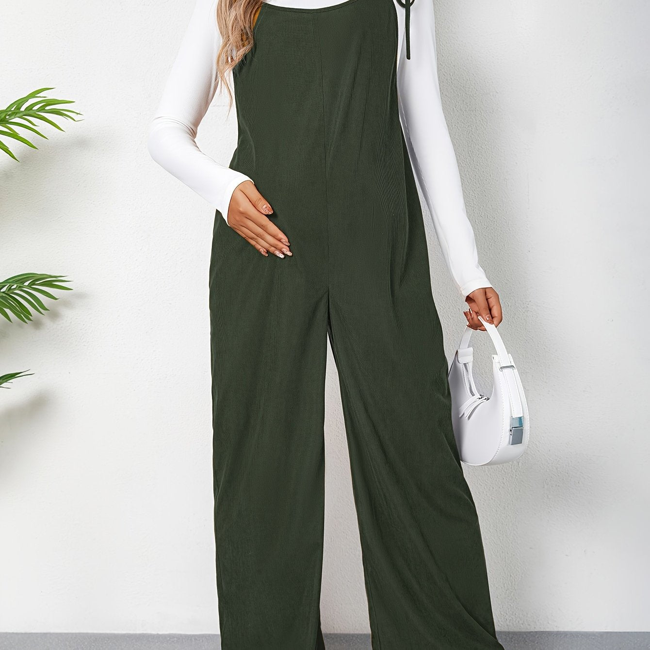 Combinaison Grossesse Femme Taille Haute Avec Bretelles Et Noeud Ample Confort Et Élégance by LSDLBoutique.ch