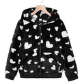 Cardigan À Capuche Zippé Imprimé Cœur