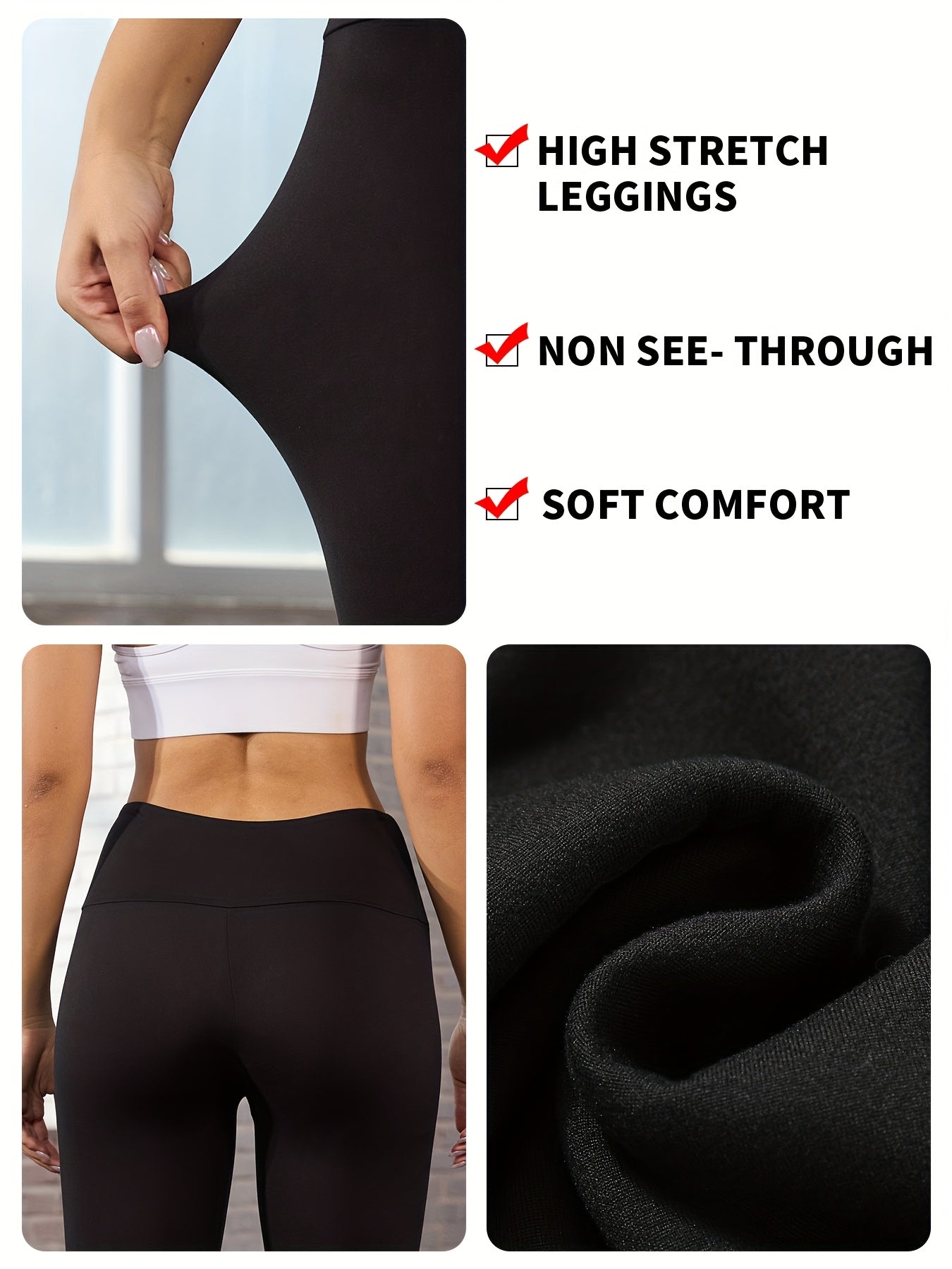 Lot De 3 Leggings Femme Taille Haute Opaques Avec Stretch Contrôle Du Ventre Et Ceinture Antidérapante by LSDLBoutique.ch