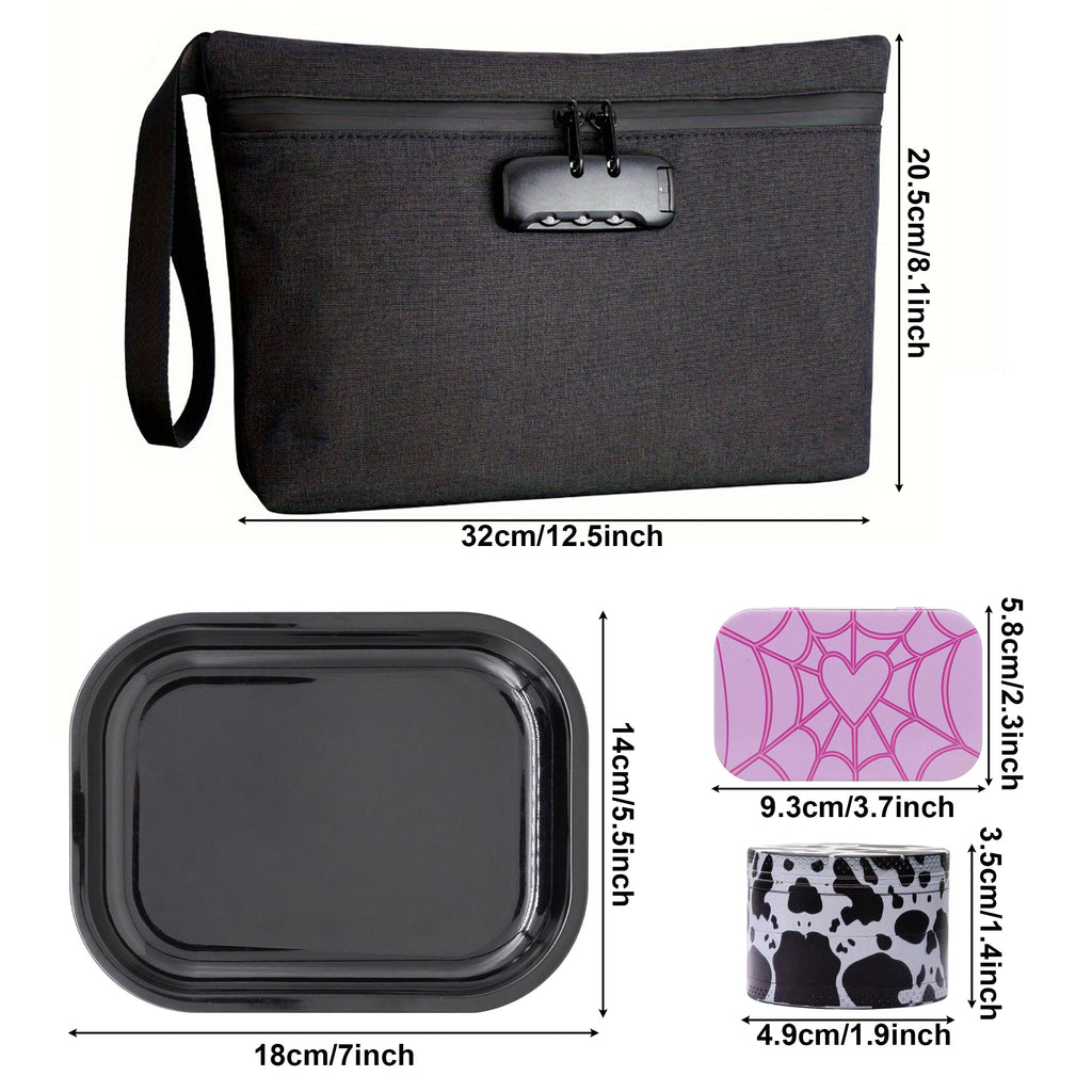 Set Rangement Fumeur 4pcs : Grinder, Plateau, Pochette Anti-Odeur by LSDLBoutique.ch