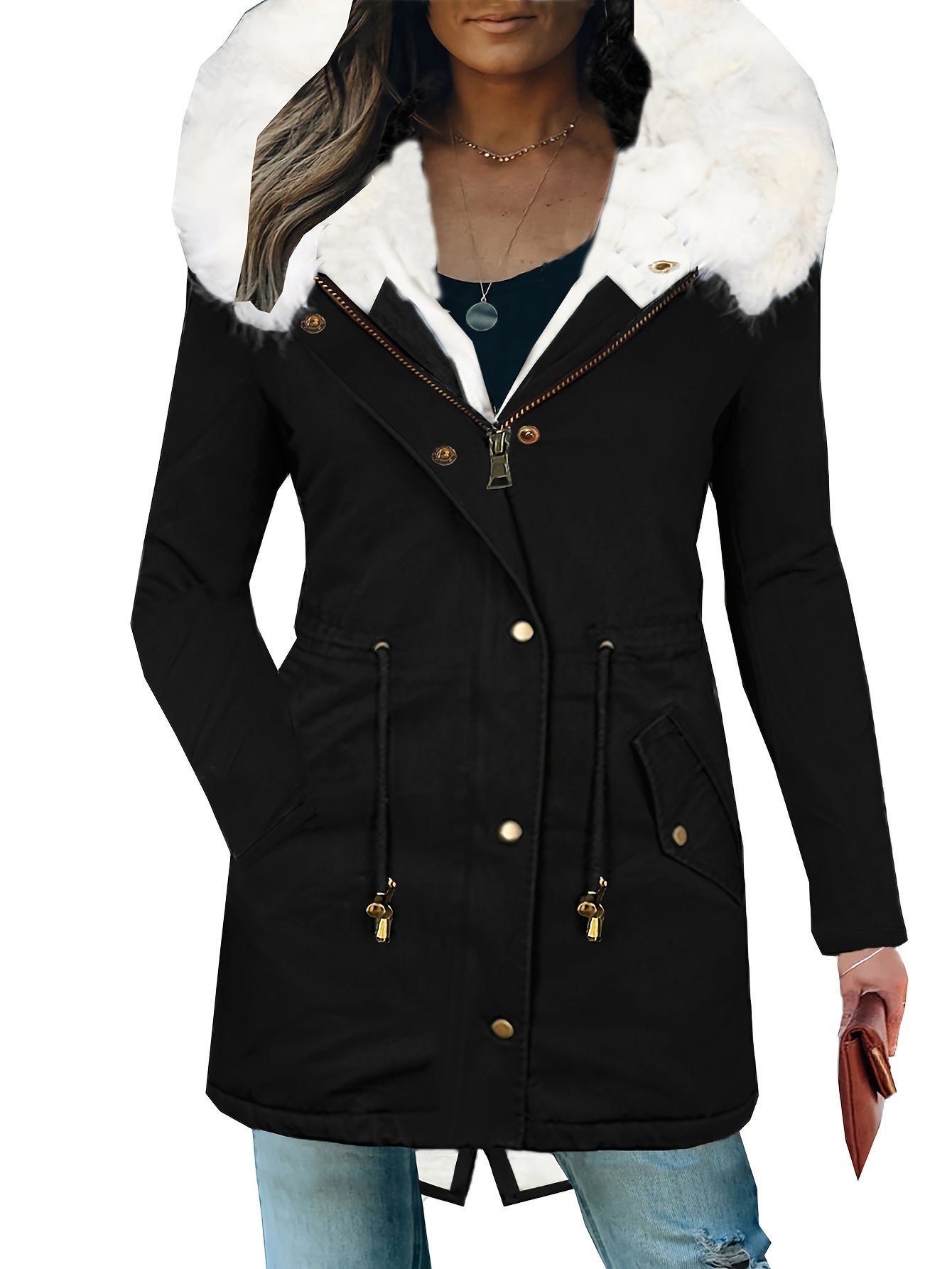 LSDLBoutique Manteau Femme Automne Hiver Casual Uni À Poches Doublure Intégrale Polyester by LSDLBoutique.ch