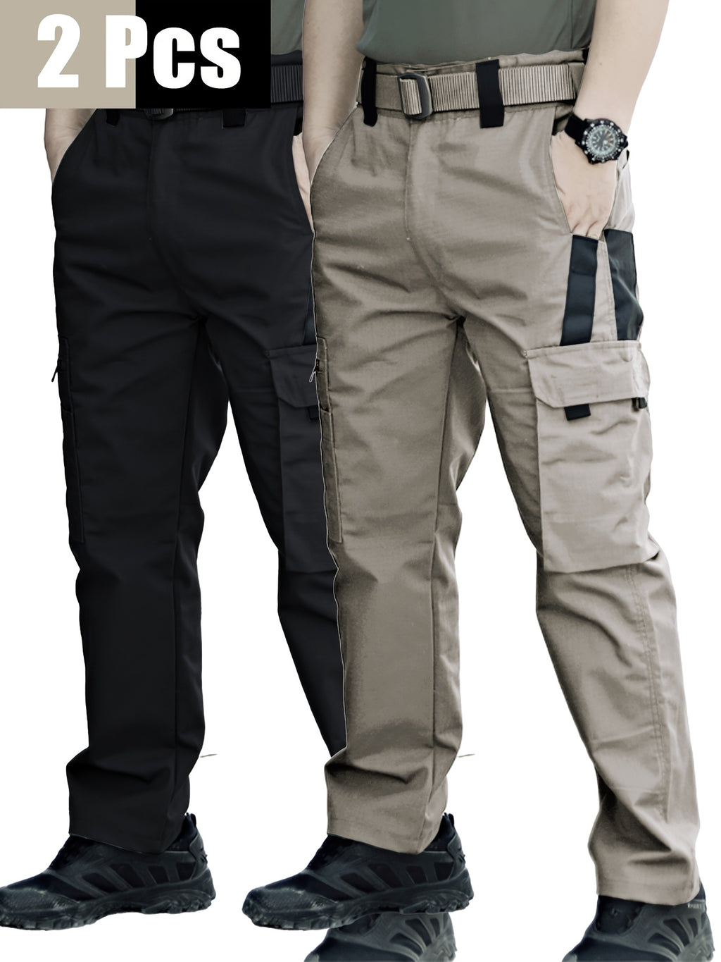 TactiPro – Lot de 2 Pantalons Cargo Tactiques Homme, Multi-Poches Résistants by LSDLBoutique.ch