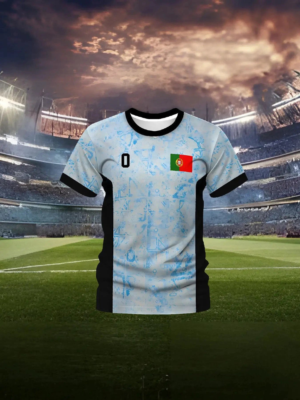 Personalisiertes Fußballtrikot mit Namen und Nummer, blau/schwarz