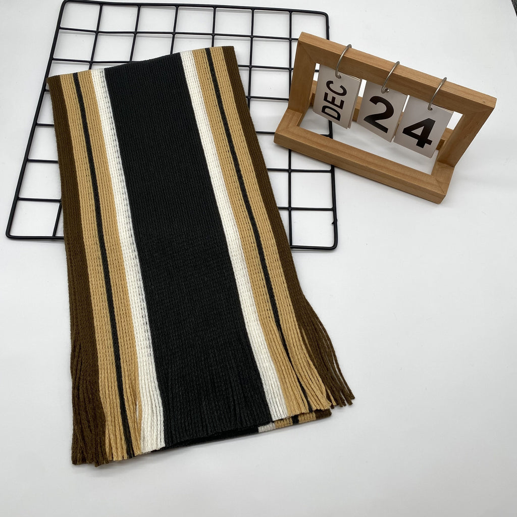 Écharpe Homme À Rayures Tricot Chaud Avec Franges En Acrylique Doux Pour Hiver Confortable Et Légère by LSDLBoutique.ch
