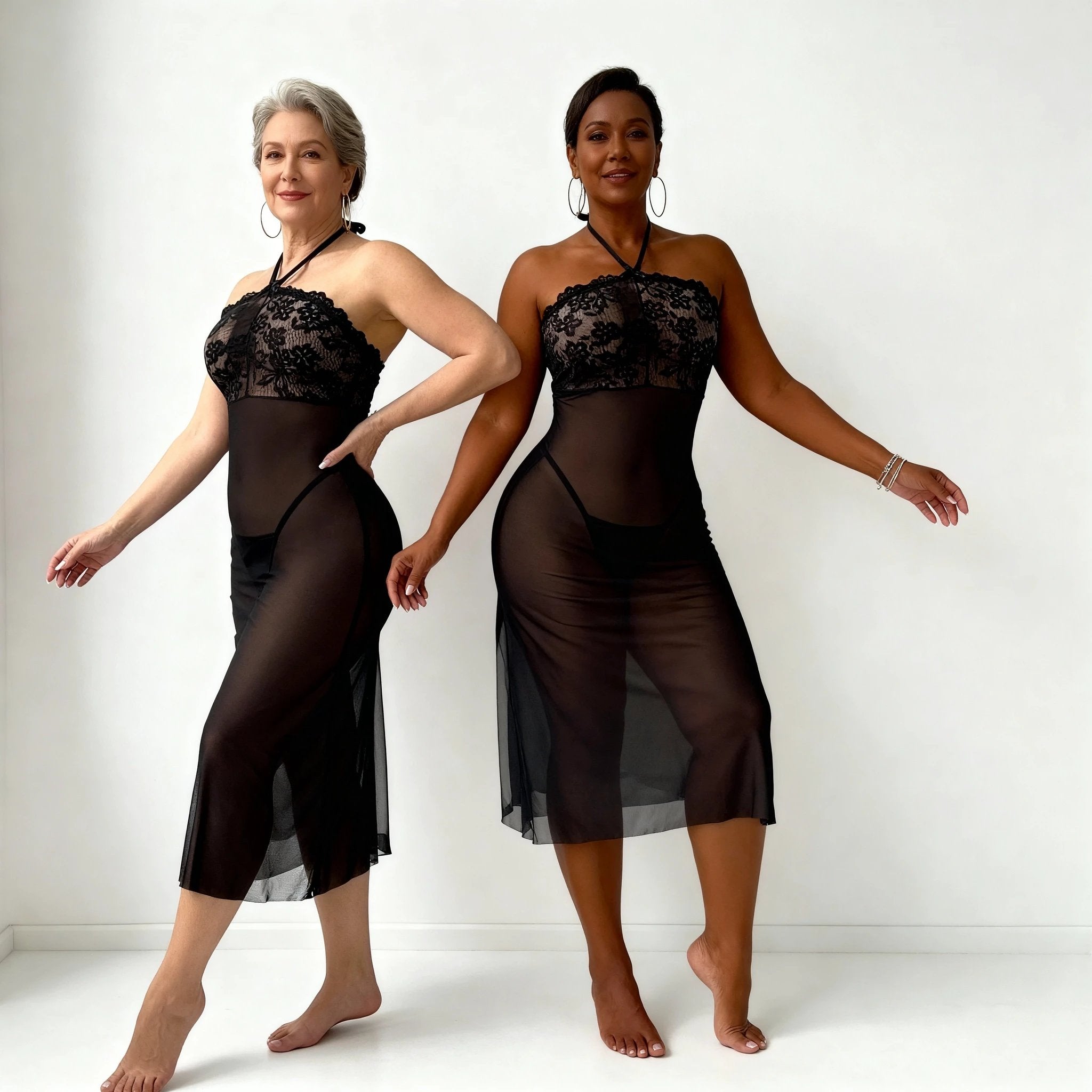 Les Secrets de Léa – robe longue transparente noire – Dina