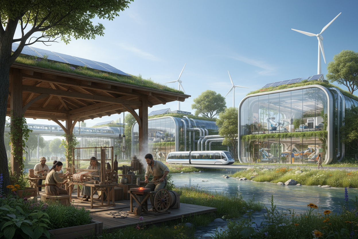 image symbolisant l'industrie, artisanal ou grande échelle. image réaliste avec un aspect qui tient compte de l'avenir de la planète