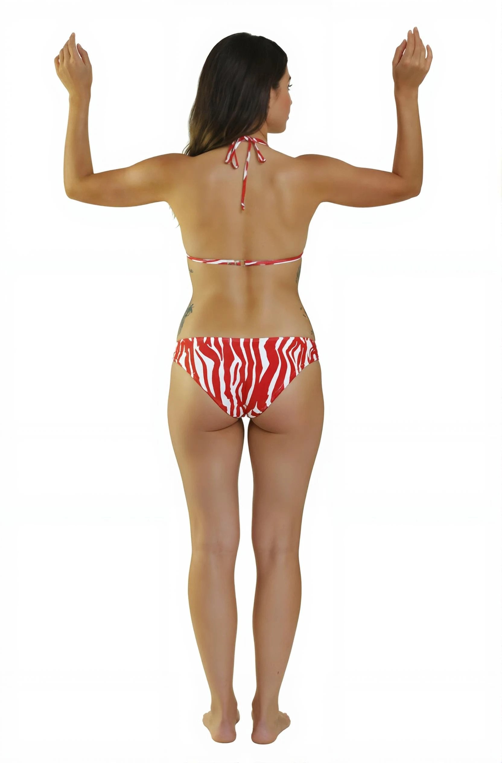 Les Secrets de Léa – Bikini triangle zébré rouge et blanc – Iséa