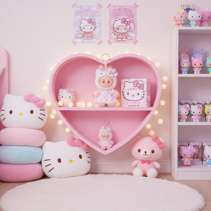 POP MART Porte-clé Peluche Labubu Hello Kitty - Sanrio Characters Series