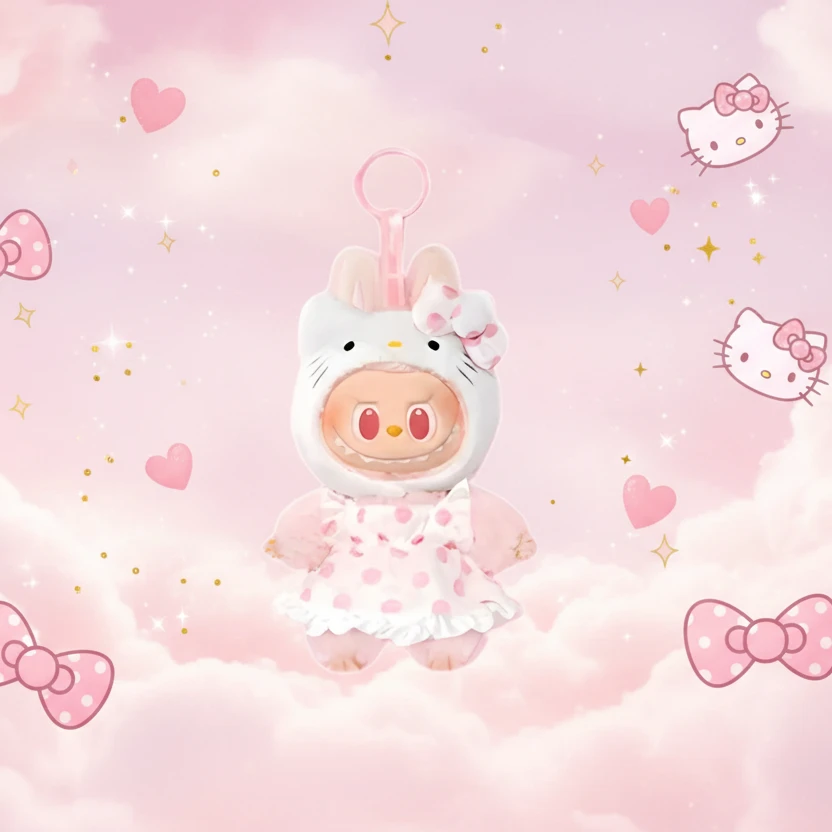 POP MART Porte-clé Peluche Labubu Hello Kitty - Sanrio Characters Series