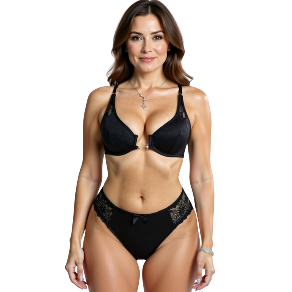 Emilie Ensemble Lingerie Noire Avec Soutien Gorge Ouverture Frontale Et Culotte En Dentelle Élégance Confort by Les Secrets de Léa