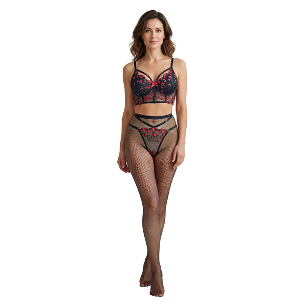 Les Secrets de Léa – Ensemble lingerie corset dentelle noir & rouge – Minnie - LSDLBoutique