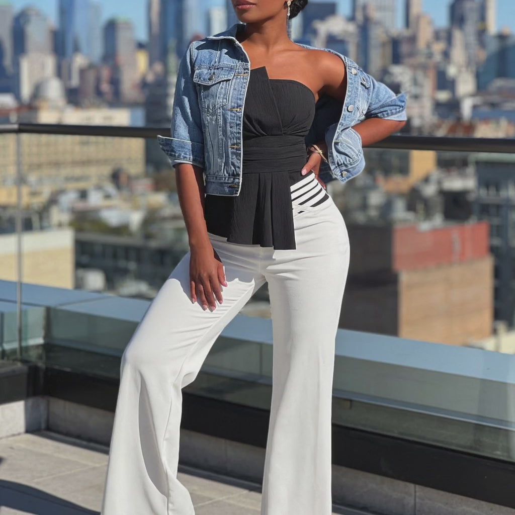 Top bustier peplum à ceinture