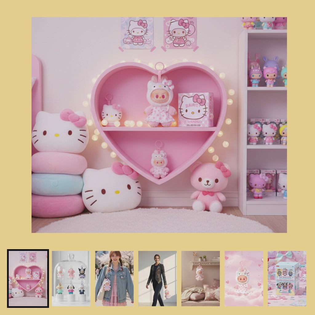 POP MART Porte-clé Peluche Labubu Hello Kitty - Sanrio Characters Series