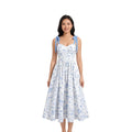 Robe mi-mollet bretelles fines imprimé floral