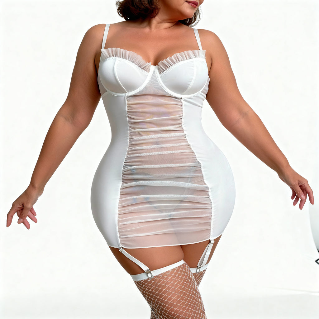 Maria Nuisette Blanche Transparente Avec Corset Intégré Et Bonnets Structurés Pour Sublimer Vos Courbes by Les Secrets de Léa