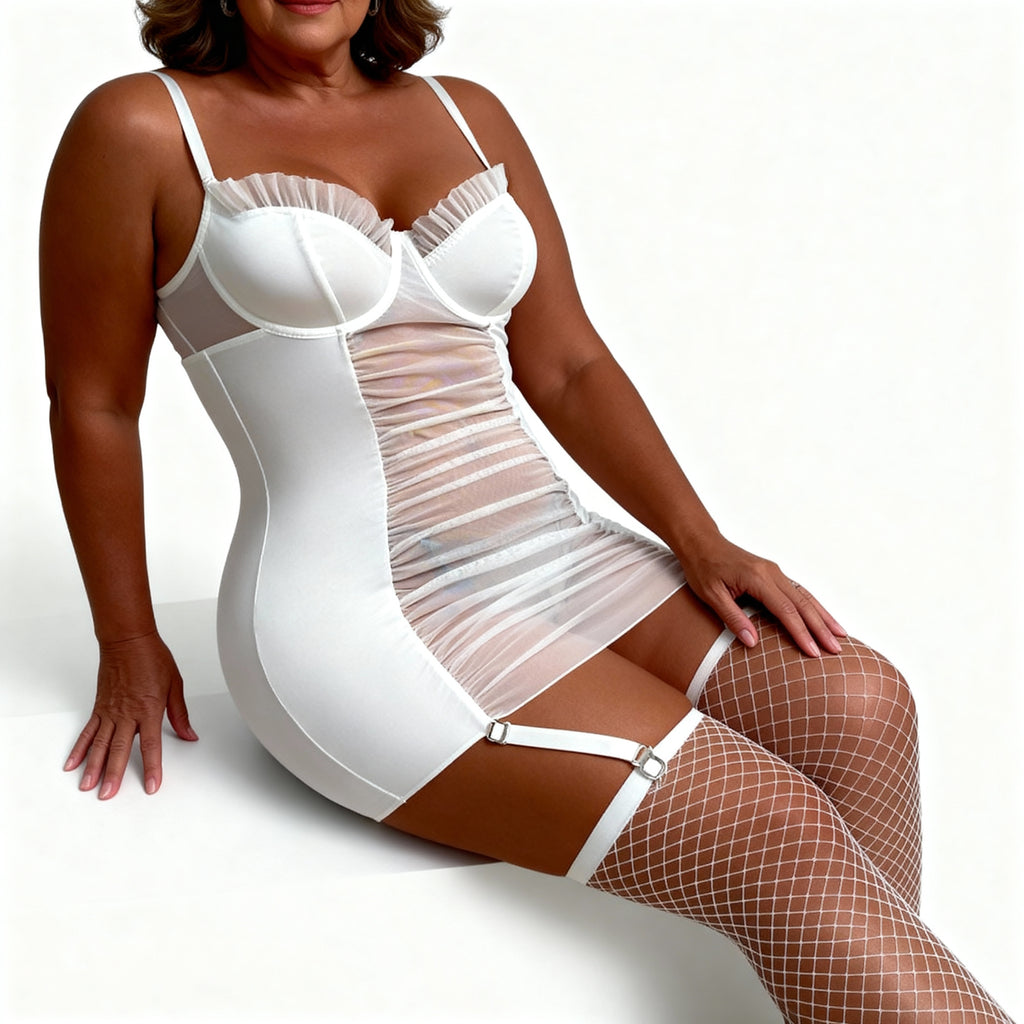 Maria Nuisette Blanche Transparente Avec Corset Intégré Et Bonnets Structurés Pour Sublimer Vos Courbes by Les Secrets de Léa