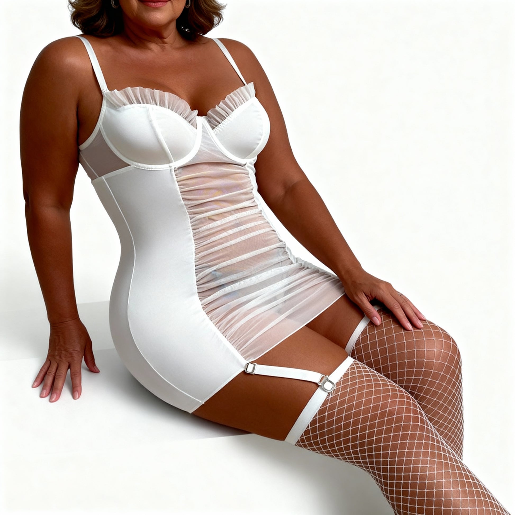 Maria Nuisette Blanche Transparente Avec Corset Intégré Et Bonnets Structurés Pour Sublimer Vos Courbes by Les Secrets de Léa