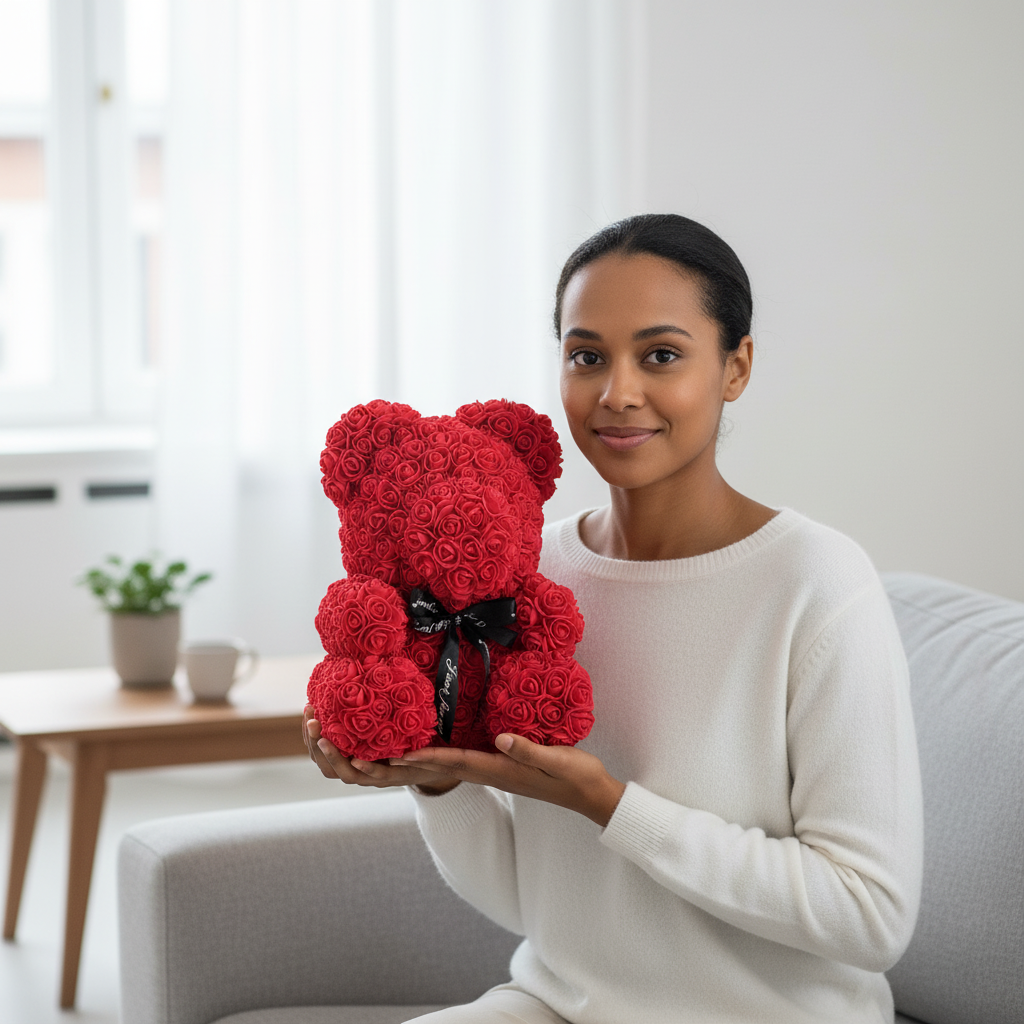 AI Model Studio: Ourson en Roses Éternelles Rouges