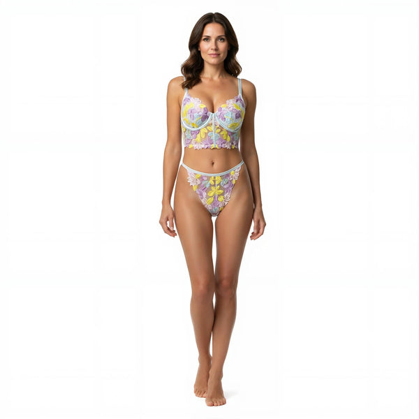 Les Secrets de Léa – Ensemble lingerie transparent maille fleurie dos nu – Yolane - LSDLBoutique